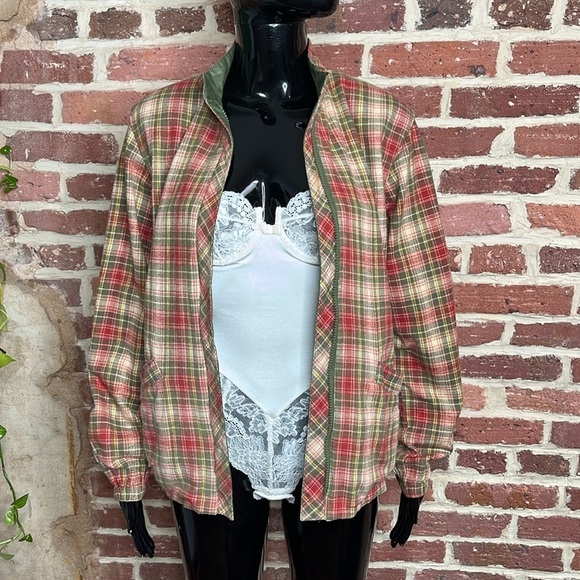 Vintage 80s Reversible Lacoste Jacket with in Green and Plaid Options Size S - Picture 13 of 14